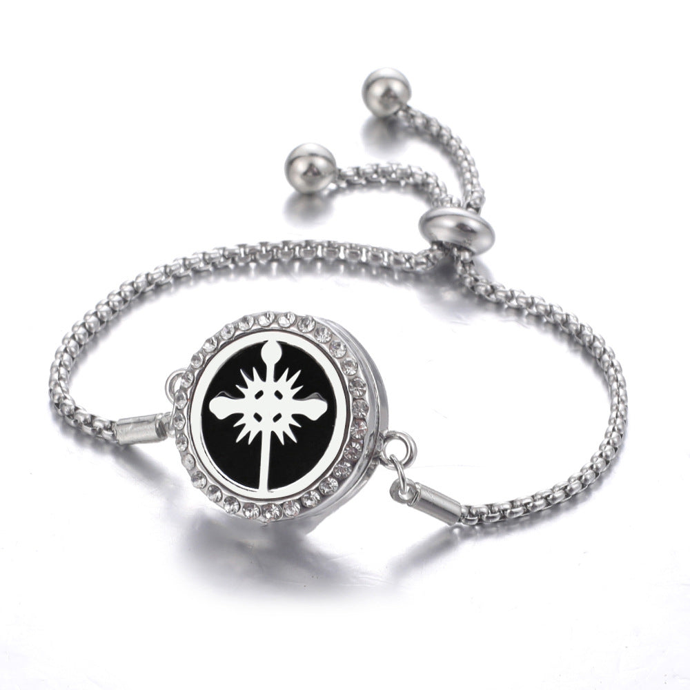 Steel Hollow Oil Lucky Tree Open Box Bracelet