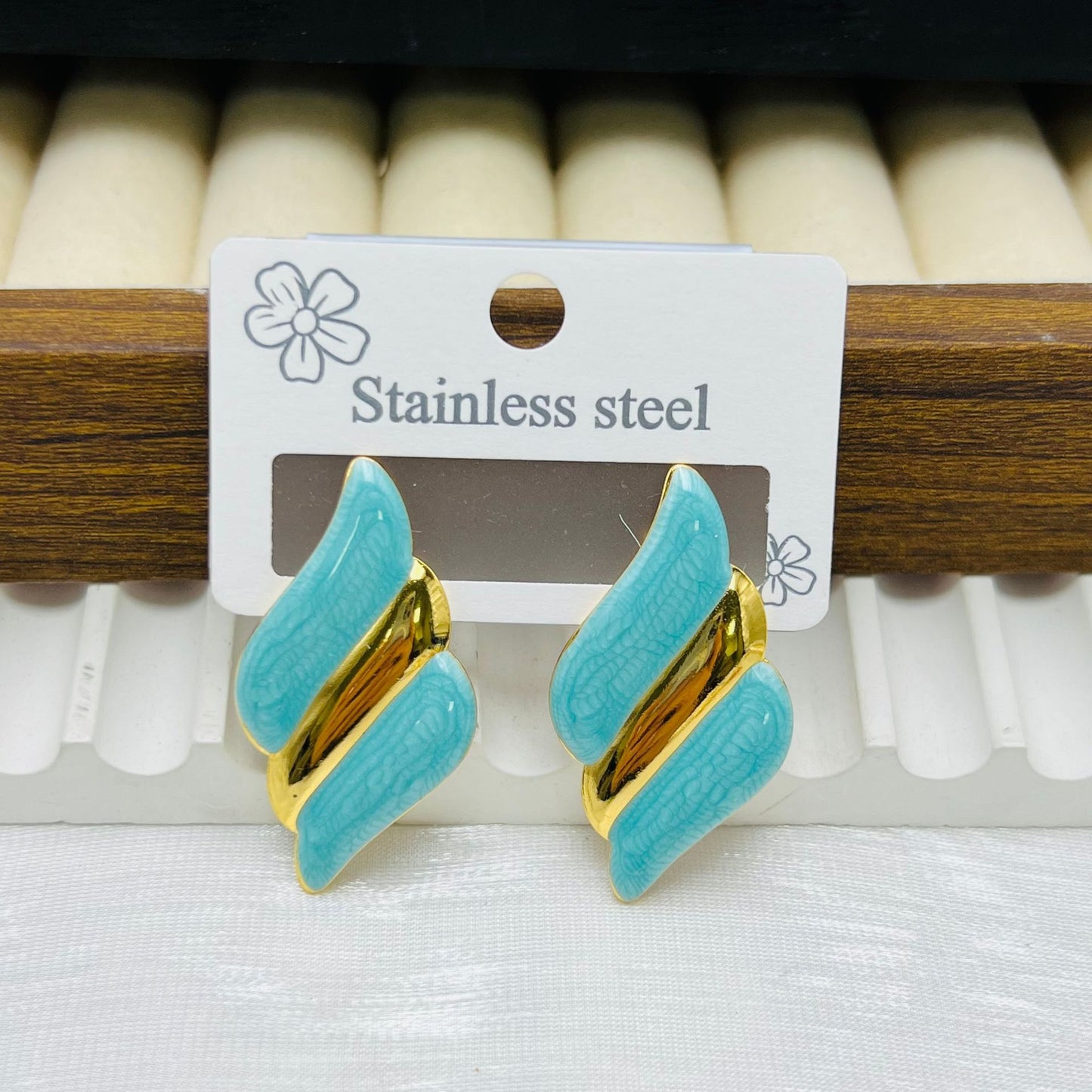 Titanium Steel Female Drop Oil French Style Retro Elegant Stud Earrings