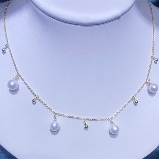 Women's Sier Gold-plated Starry Pearl Temperamental Minority Necklace