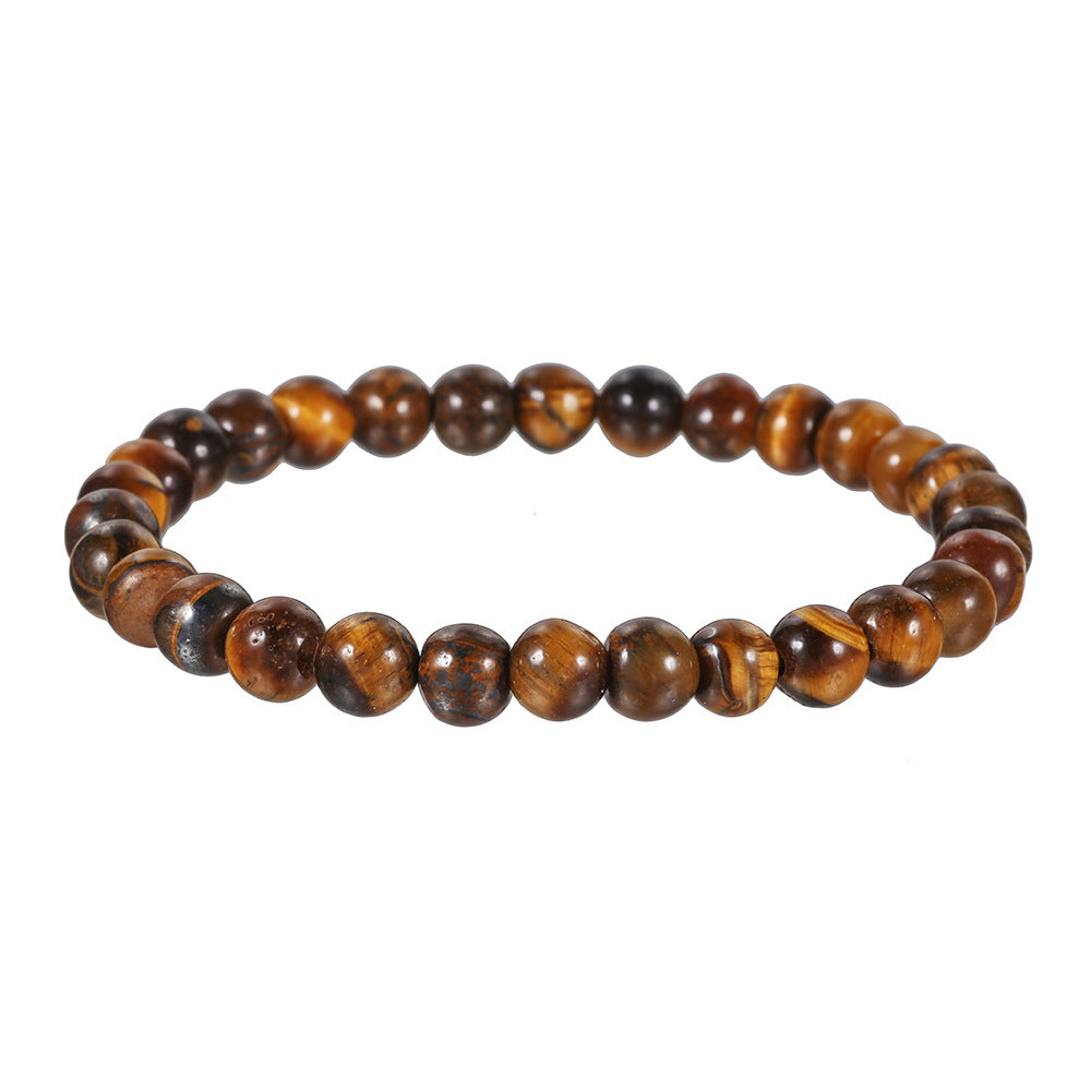 Men's Charm Beaded And Solid Color Tigereye Bracelets