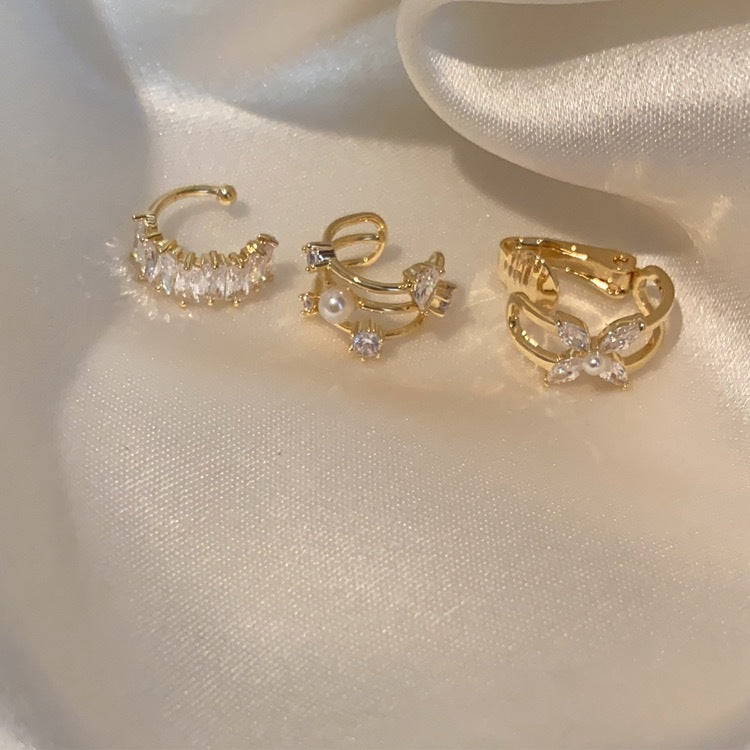 Women's Vintage Zircon Pearl Metal Simple Versatile Ear Clip