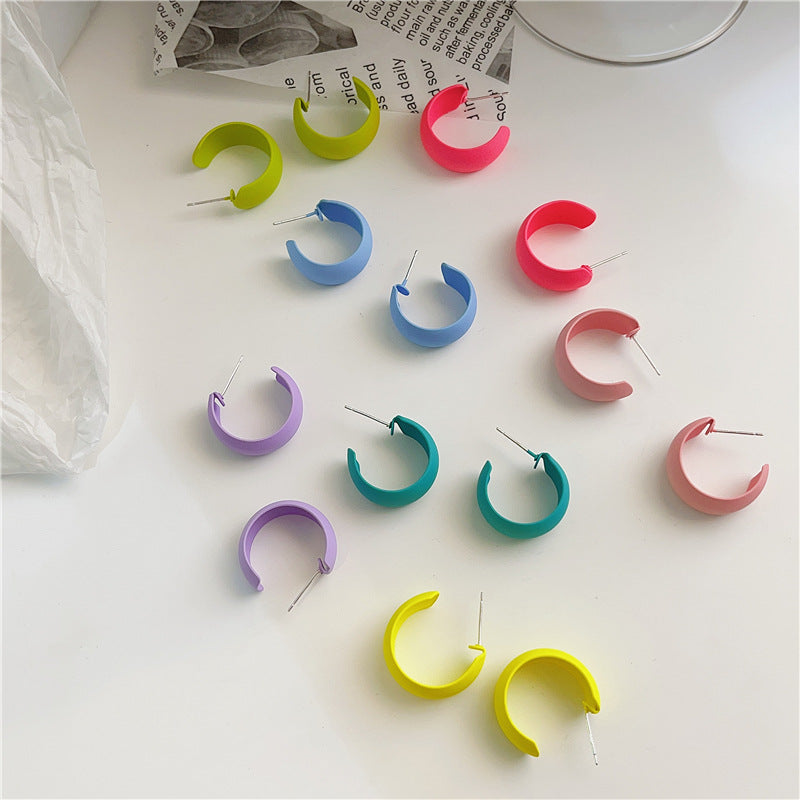 Women's Colorful Sier Needle Simple Solid Color Earrings