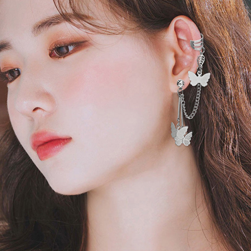 Women's Butterfly Fairy Temperamental Long Chain Disco Dancing Earrings