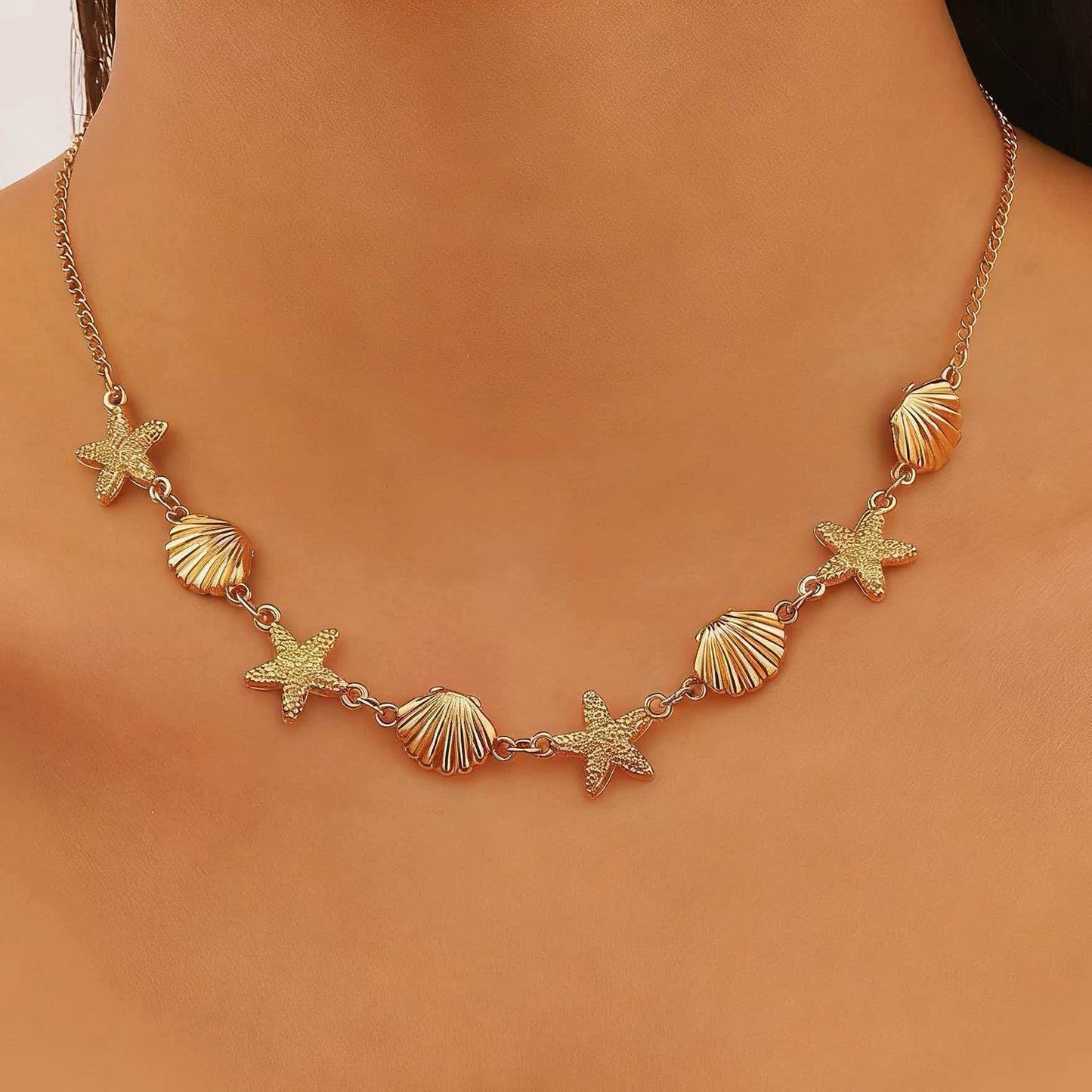 Women's Ocean Style Shell Starfish Waist Chain For Jewelry Set
