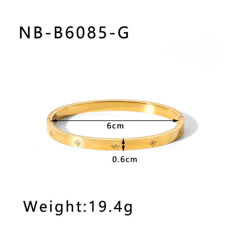 Women's & Men's Awn Star Diamond Titanium Steel Gold Bracelet