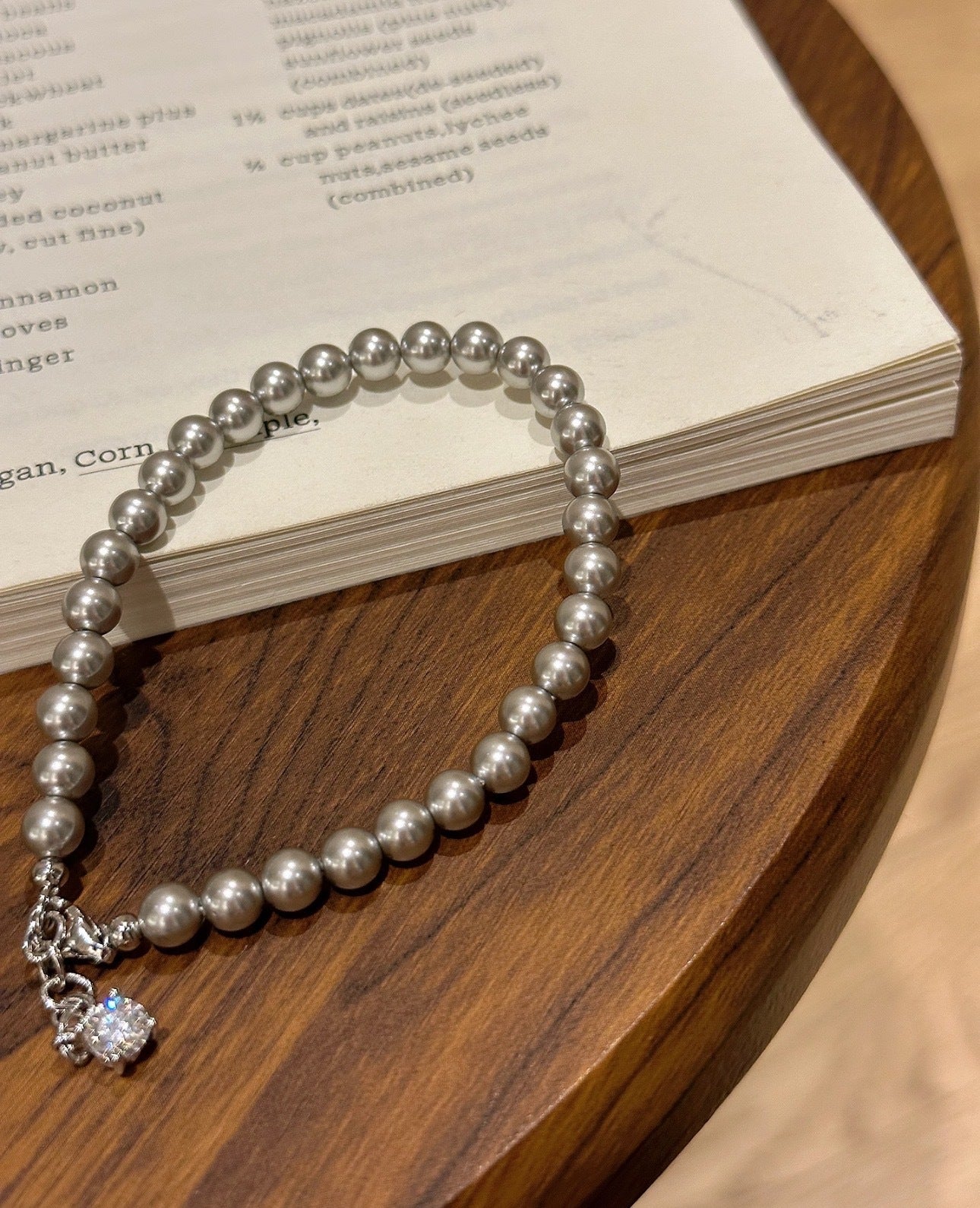 Gray Pearl Shining Diamond Female French Zircon Bracelet