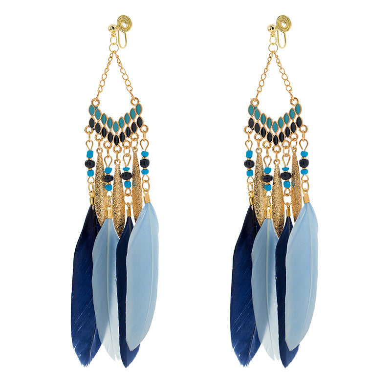 Feather Ethnic Style Bohemian Travel Vacation High Sense Exotic Mosquito Ear Clip