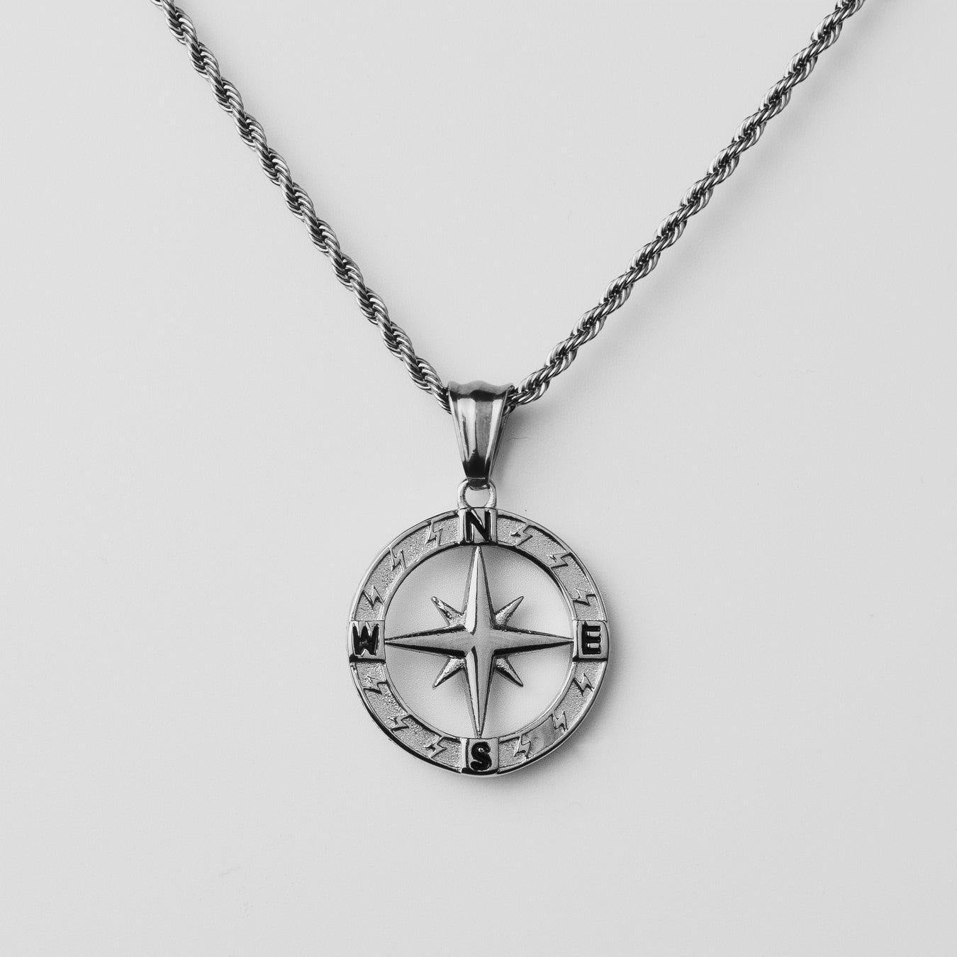 Compass Round Stream Hip Hop Pendant Necklaces