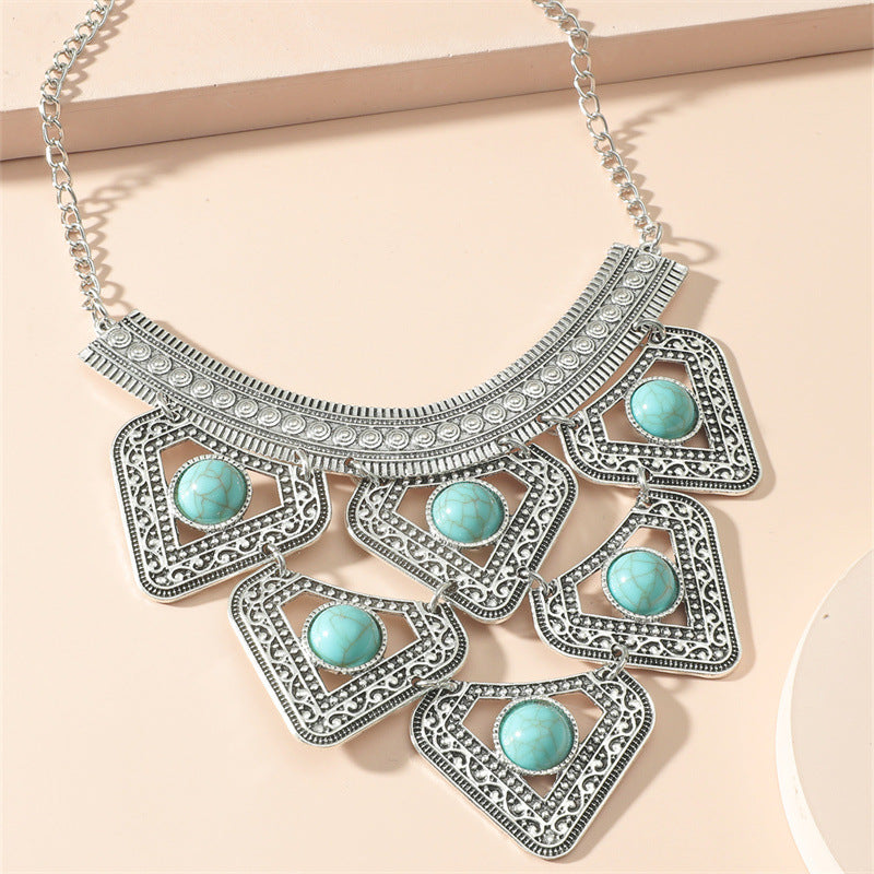 Retro Turquoise Nepal Alloy Plating Tibetan Necklaces