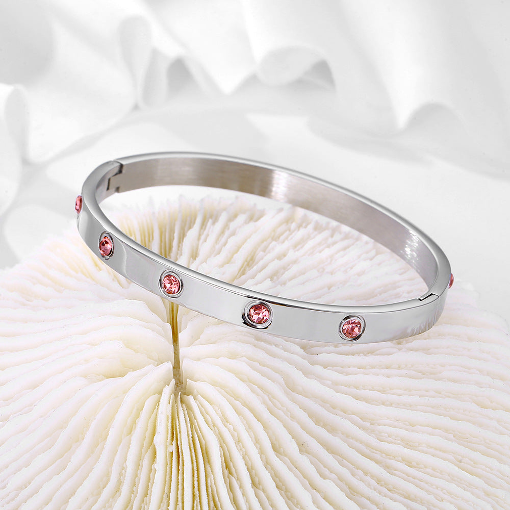 Fashion Full Diamond Titanium Steel No Fading Niche High Bracelet
