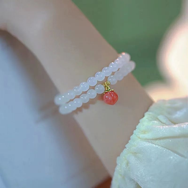 Bracelets féminins en cristal de pêches d'agate rouge du sud naturel