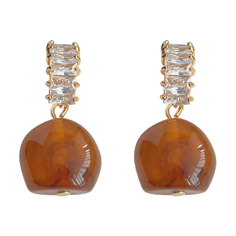 Color Amber Elegant High-grade Fashion Retro Earrings