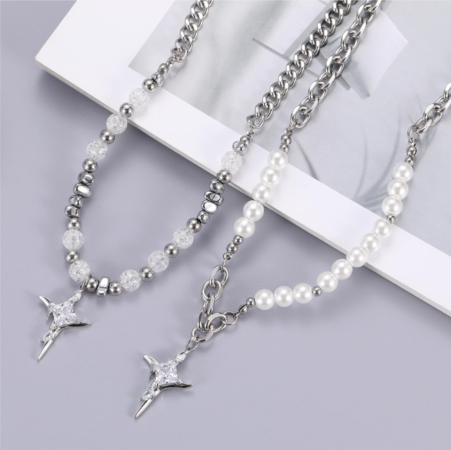 Men's Titanium Steel Pearl Cross Light Luxury Minority Necklace