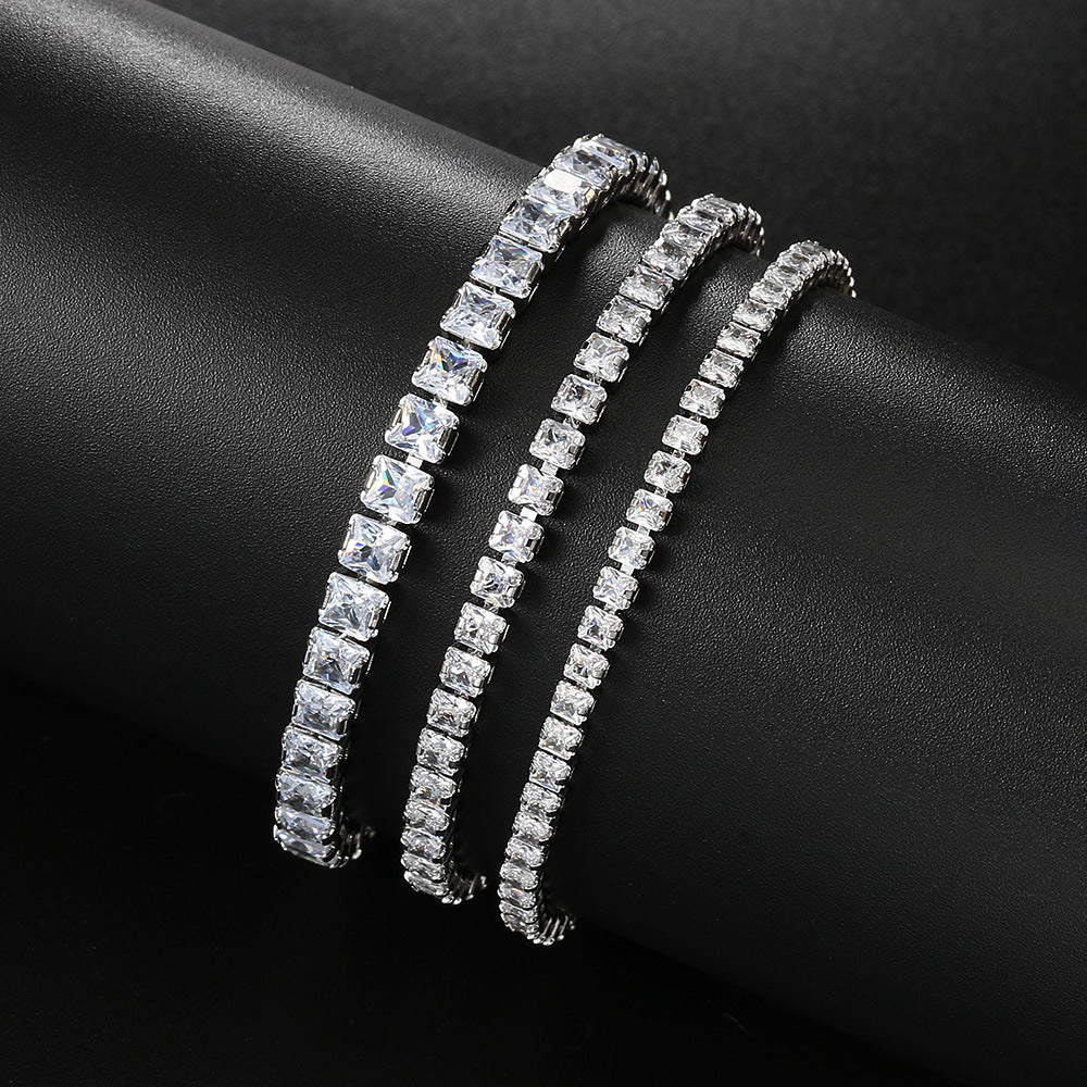 Women's Single Row Square Zircon Full Diamond Bracelets