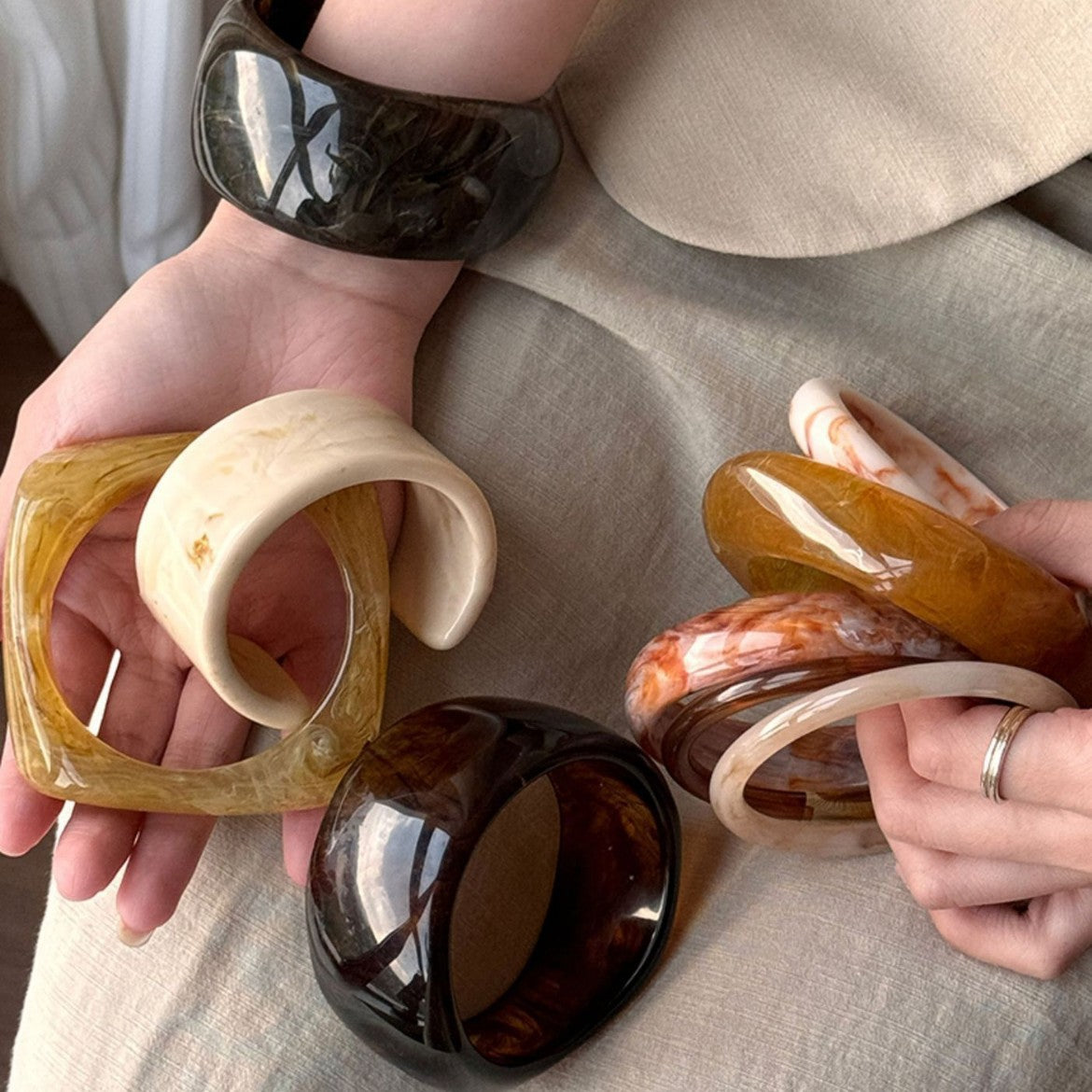 Irregular Resin Mori Style Simple Commute Light Bracelets