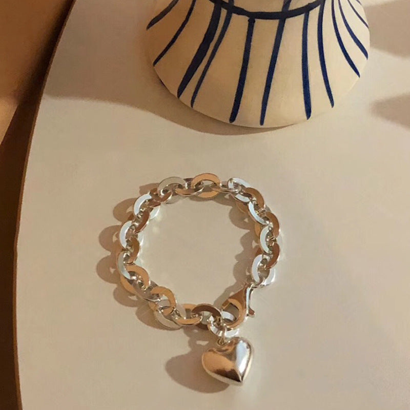 Herzförmige herzförmige Armbänder aus pfirsichfarbenem Sterlingsilber