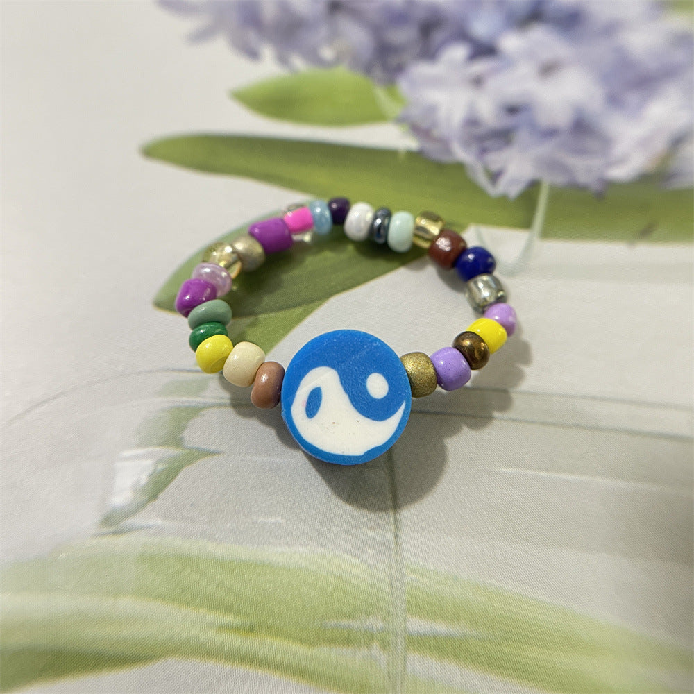 Bead Flower Colorful Woven Small Index Finger Female Rings
