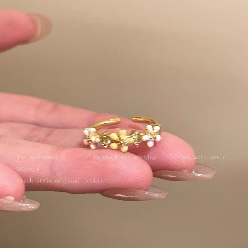 Korean Lace Zircon Flower Light Luxury High Sense Rings