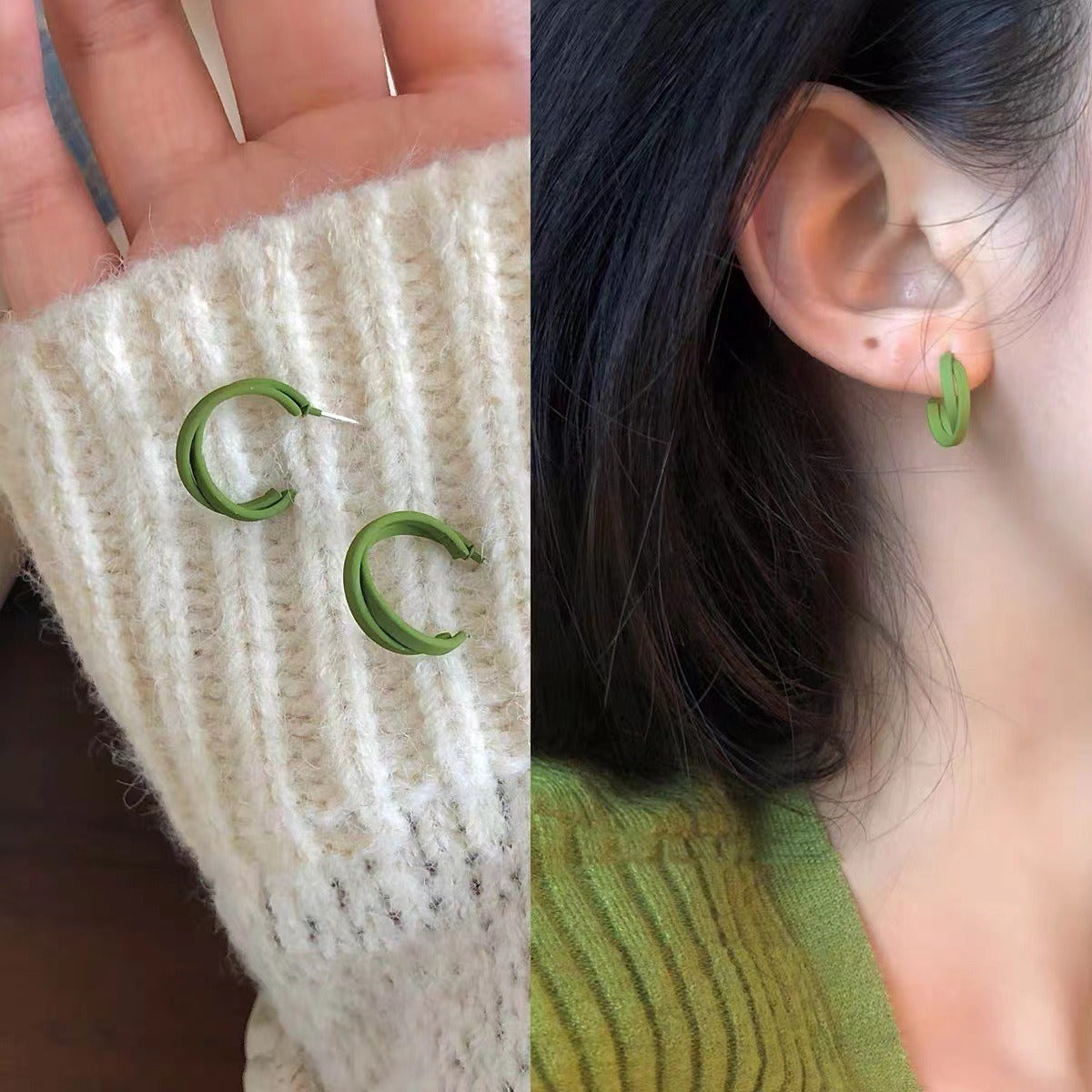 Shaped Auricular Needle Female Graceful Eardrop Mori Style Advanced Generous Stud Earrings