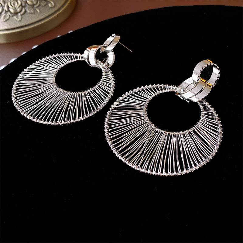 Exaggerated Metal Hollow Circle And Personalized High-grade Earrings