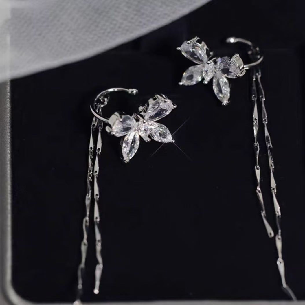 Women's Copper Alloy Fashion Sparking Zirconium Butterfly Earrings