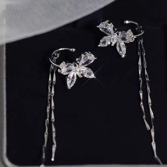 Women's Copper Alloy Fashion Sparking Zirconium Butterfly Earrings