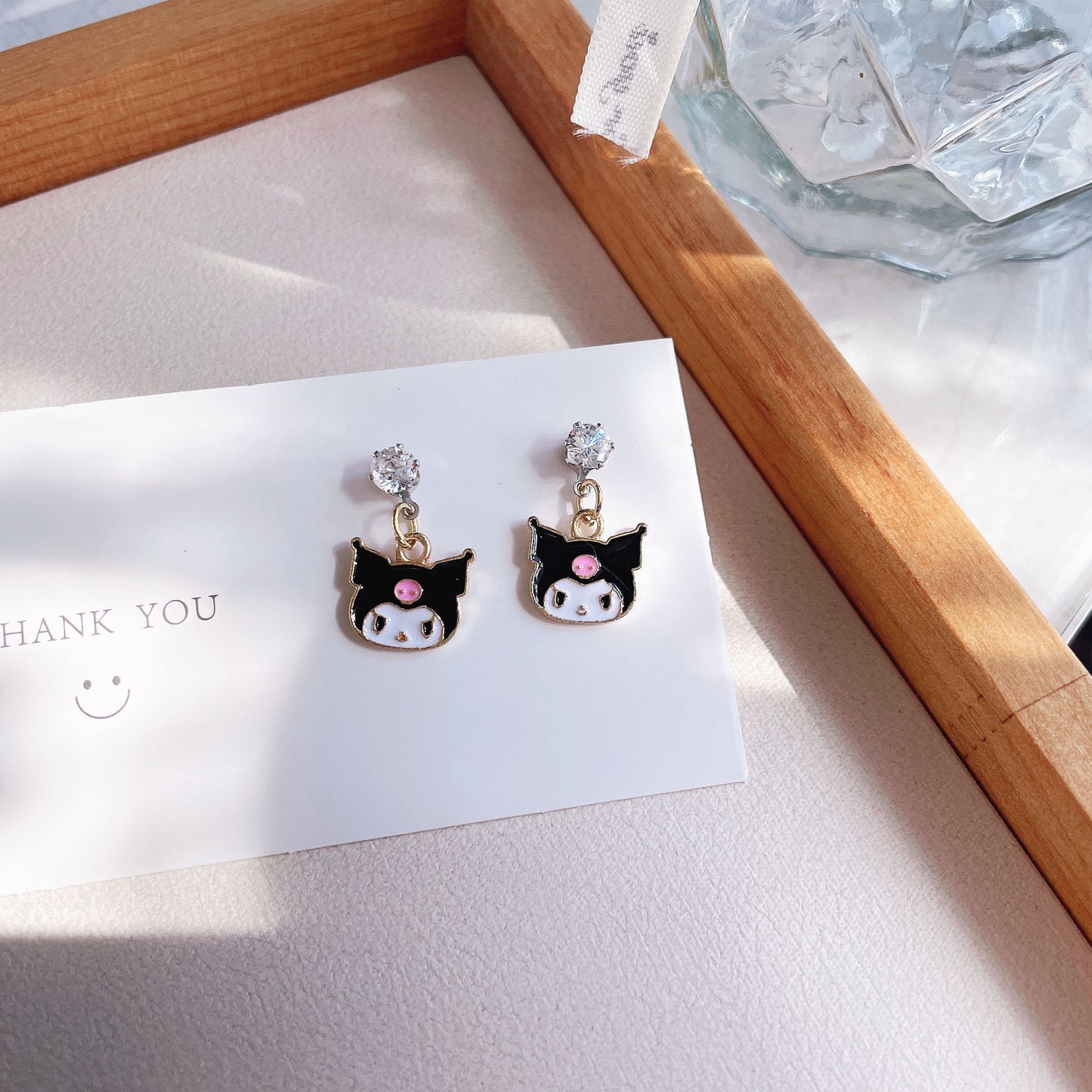 Dessin animé mignon Clow Melody Sier boucles d'oreilles épingle