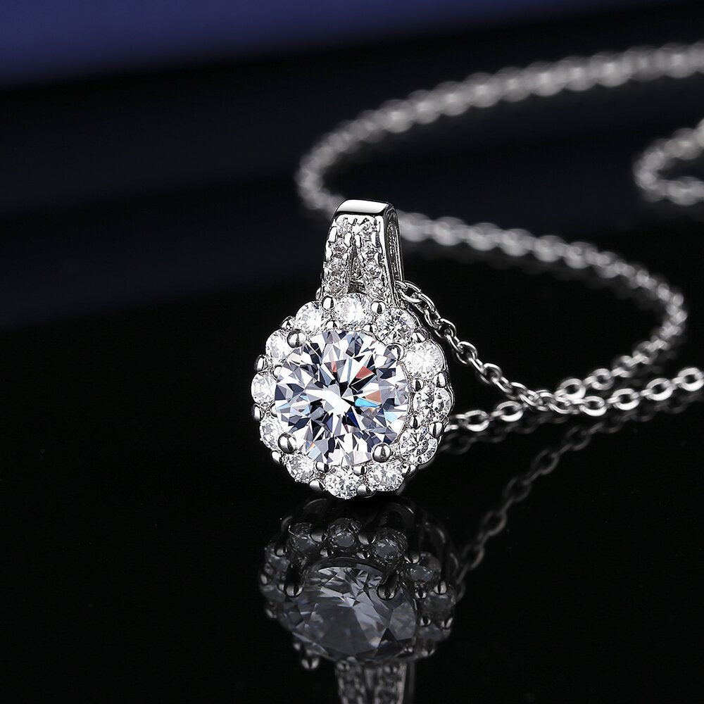 Women's Moissanite Fashion Princess Round Bag Simple Necklaces