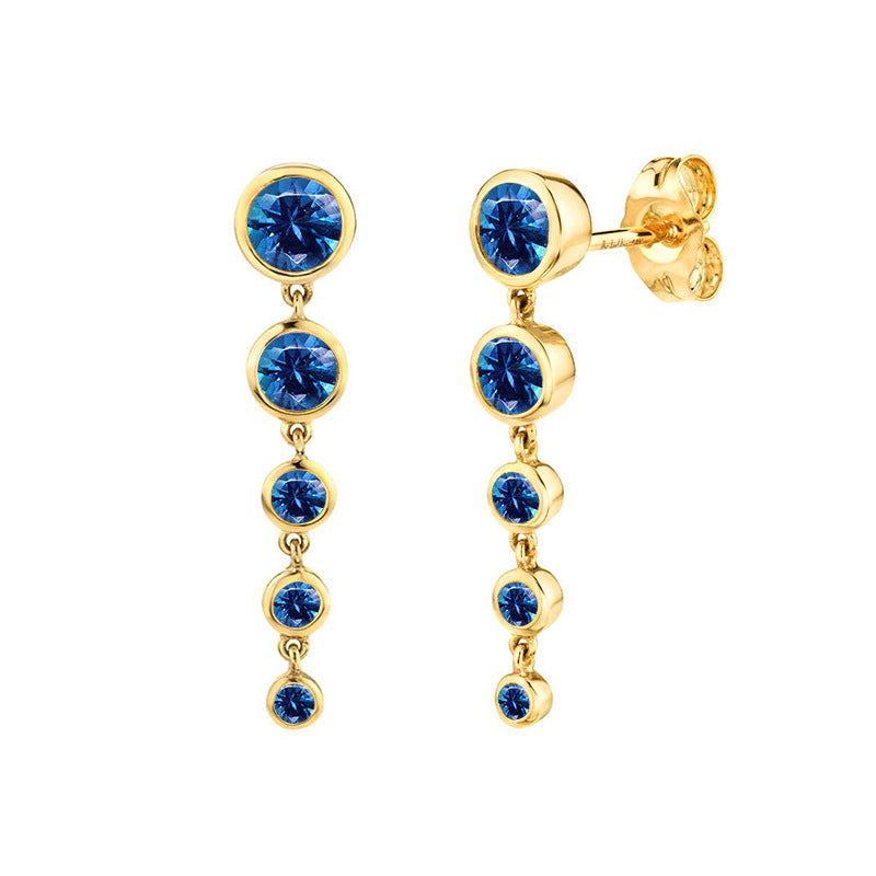 Sier Needle Tail Chain Rhinestone Creative Simple Zircon Stud Earrings