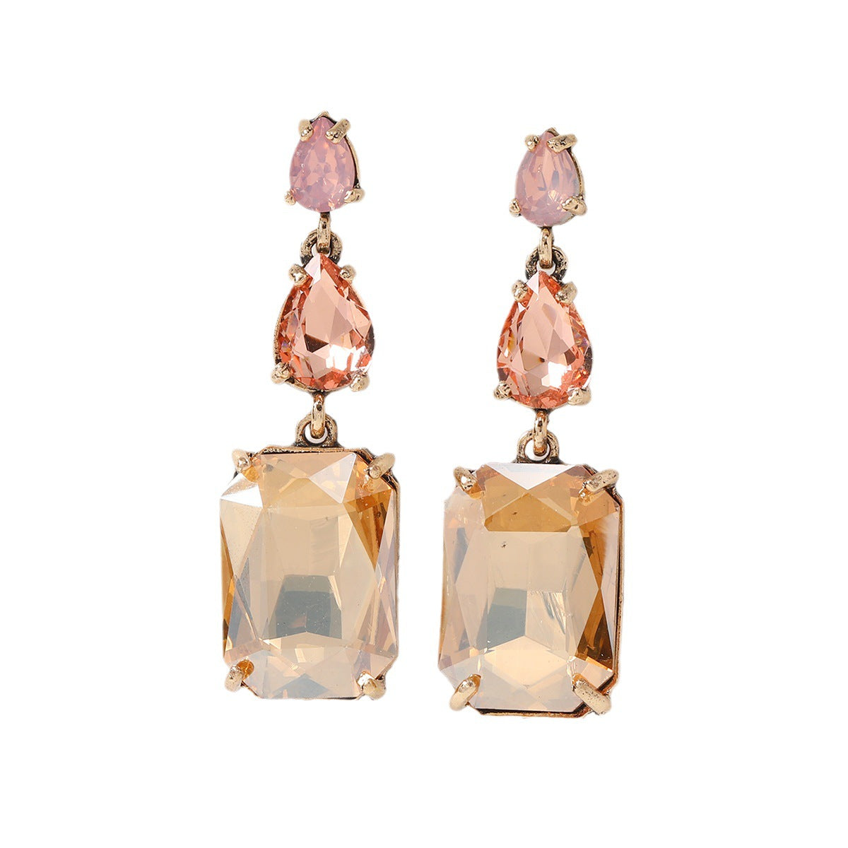 Style Gem Series Geometric Square Water Stud Earrings