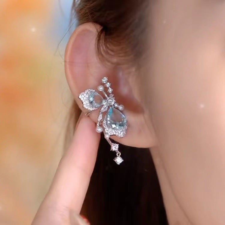 High-grade Sweet Asymmetry Tassel Ear Clip Versatile Rings