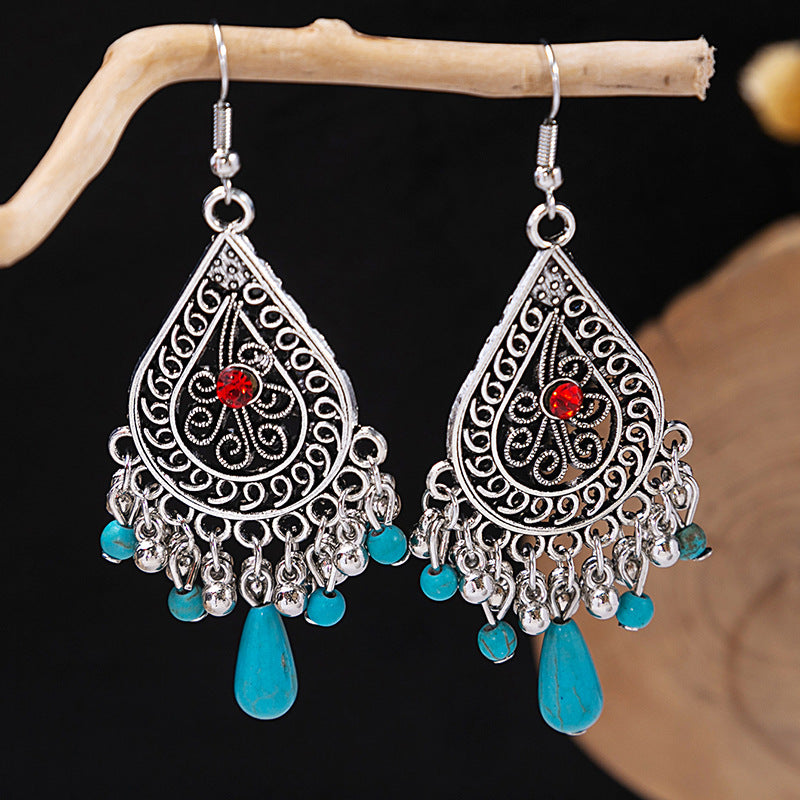 Tassel Turquoise Retro Minority Ethnic Style Earrings