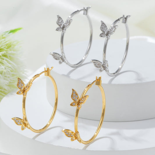 Boucles d'oreilles en diamant pour femmes, gros nœud papillon, de haute qualité, véritables