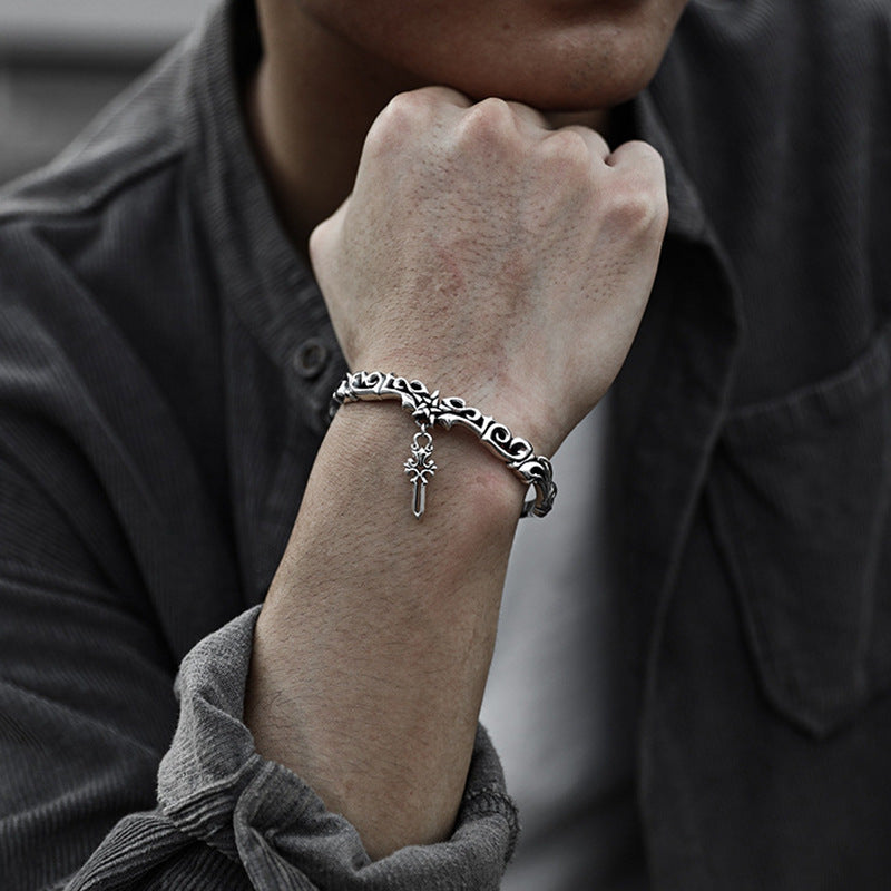 Vine Five-pointed Star Cross Dark Pattern Bracelet