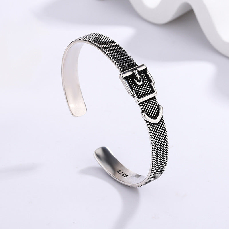 Unique Buckle Trendy Design Personality Sier-plated Bracelet