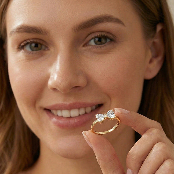Tie Couple Gold High Craft Zircon Ring