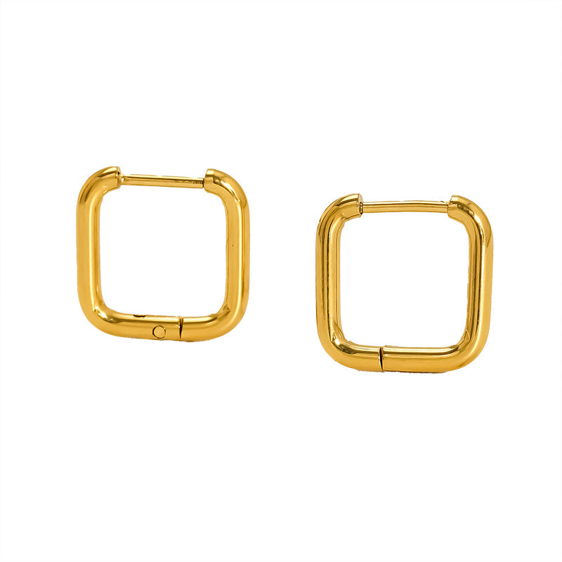 Stainless Steel Simple Geometric Gold Hexagon Personality Titanium Ear Rings