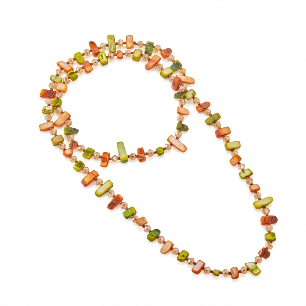 Colorful Shell Crystal Handmade Long Niche Necklace
