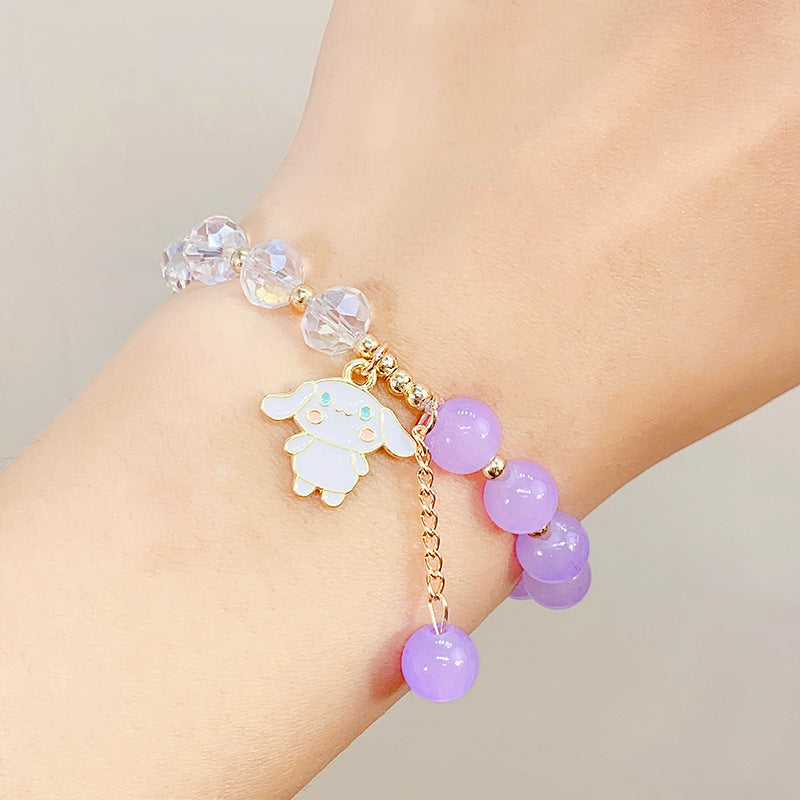 Bracelets de fleurs en cristal de dessin animé de princesse perlée pour enfants