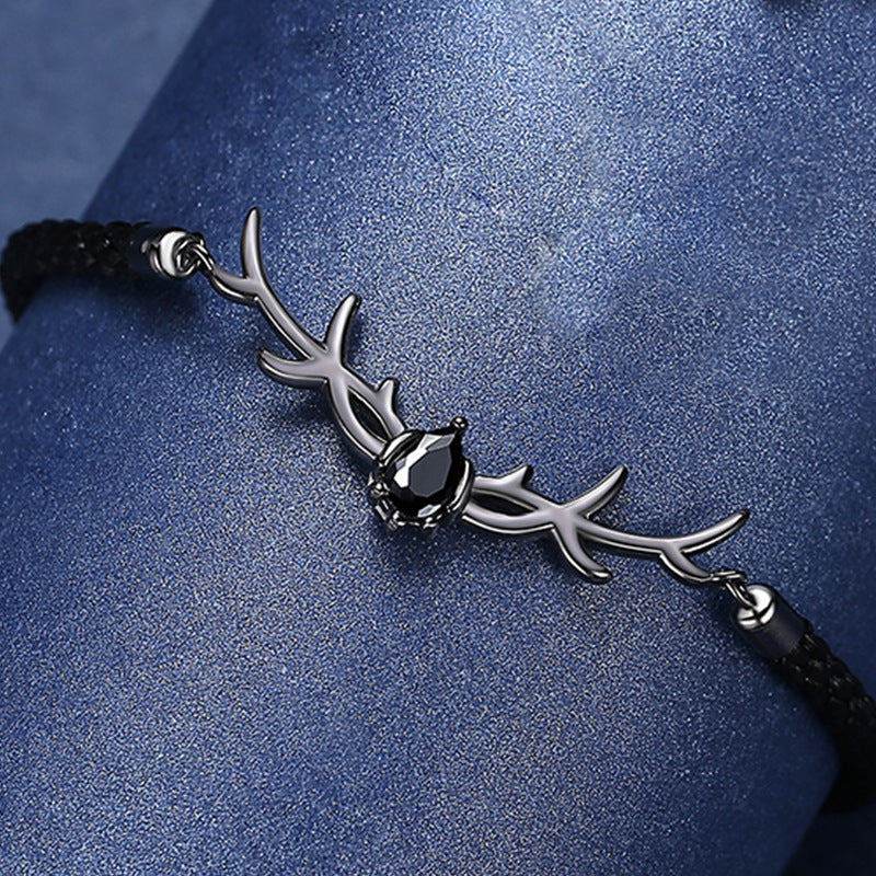 Female Sterling Sier Simple Mori Style Antlers Carrying Bracelets