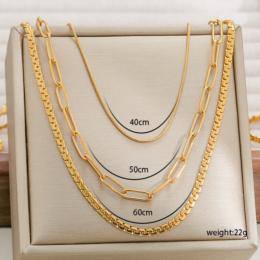 Thin Twin Snake Bone Clavicle Titanium Steel Necklace