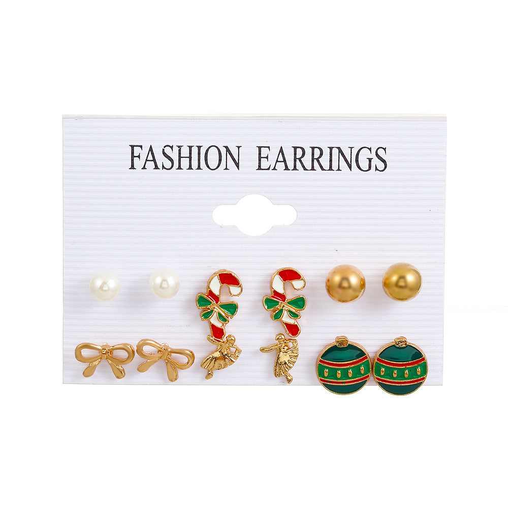 Women's Cartoon Oil Dripping Tree Santa Claus Earrings