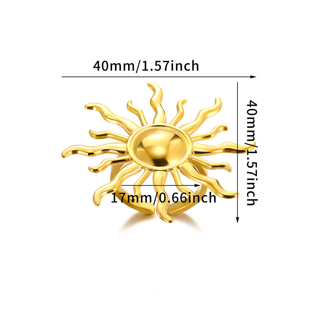 Women's Titanium Steel Retro Natural Stone Design Ring