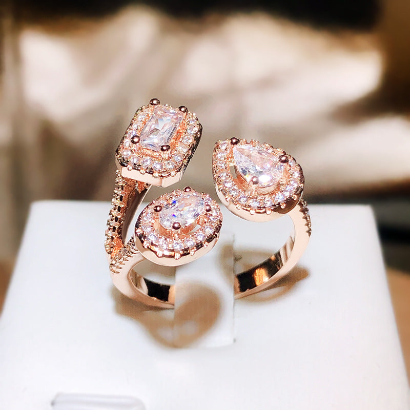 Classy Accessories Creative Design Geometric Zircon Rings