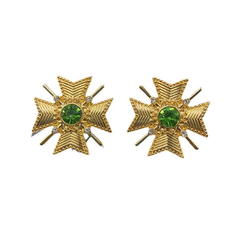 Boucles d'oreilles avancées en forme d'astérisme, pierres précieuses de couleur croisée, broche en argent