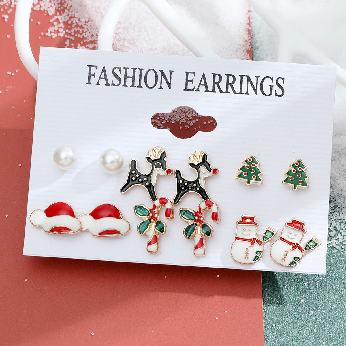 Women's Series Snowflake Bell Combination Suit Cartoon Earrings