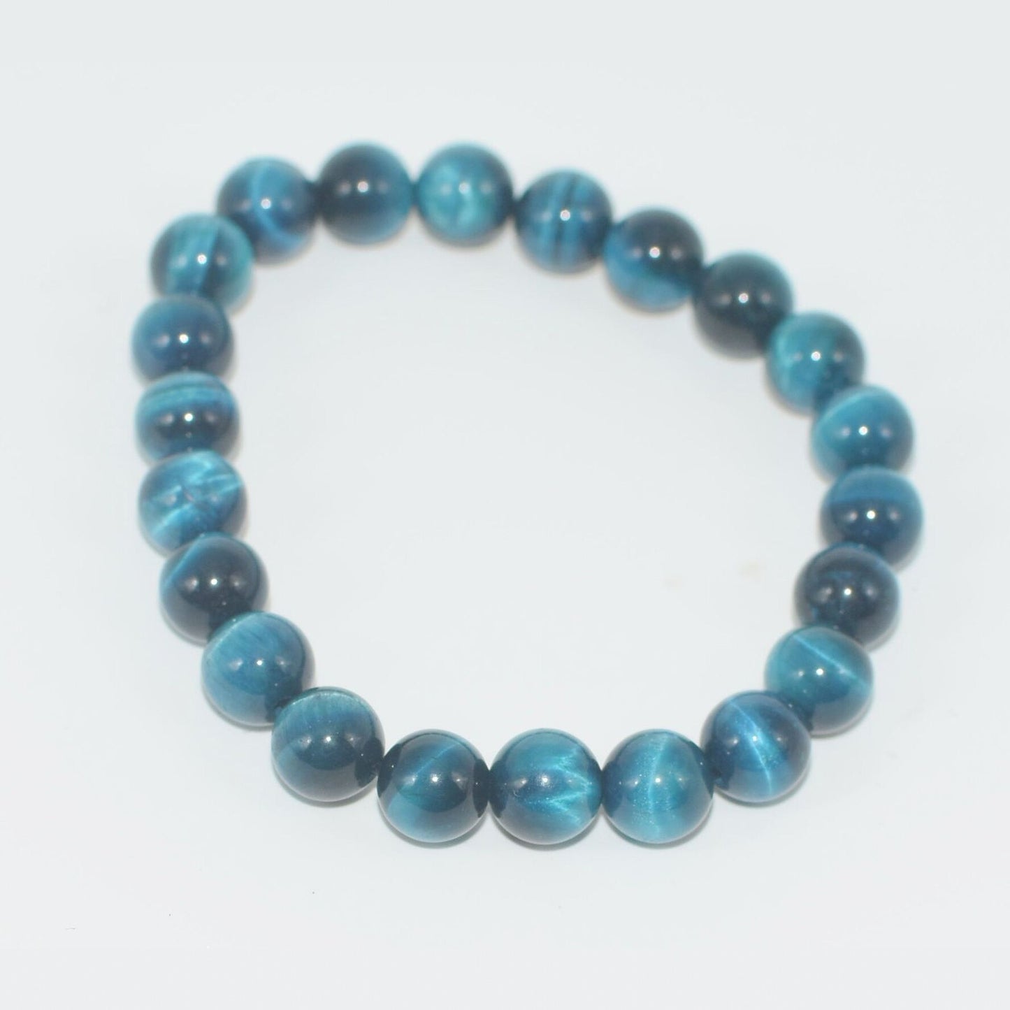 Women's & Men's Blue Tigereye Single Circle Crystal Buddha Beads Bracelet