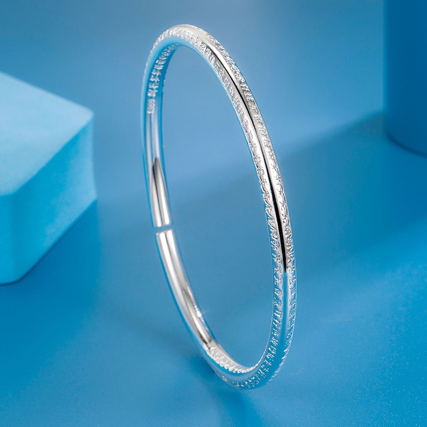 Sutra Simple Opening Adjustable Text Round Tube Bracelets