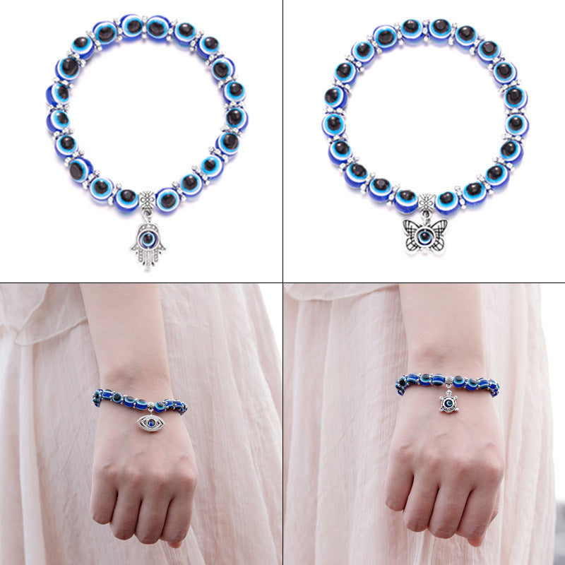 Bracelets turcs main de Fatima yeux bleus