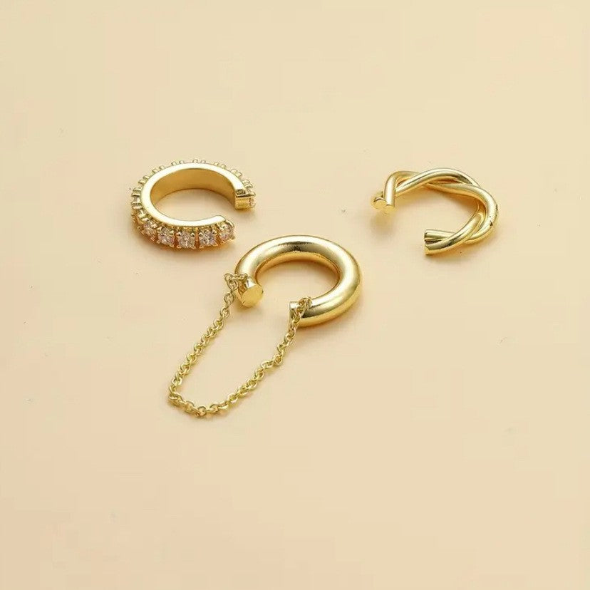 Simple Line Diamond Double Personality U-shaped Ear Clip